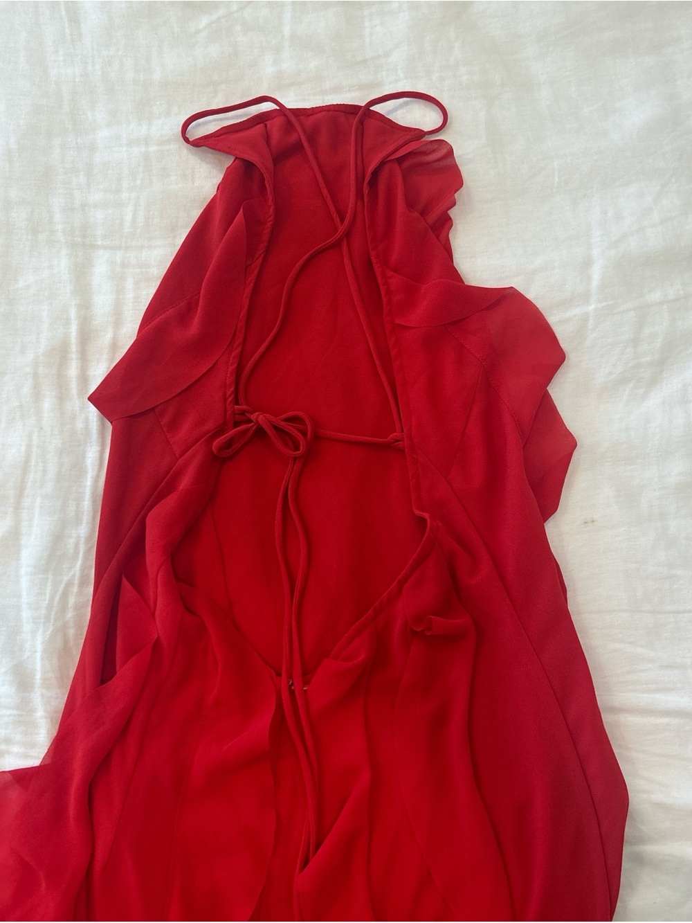 Etiquette Clothiers Red Ruffled Maxi Dress - Picture 3 of 5